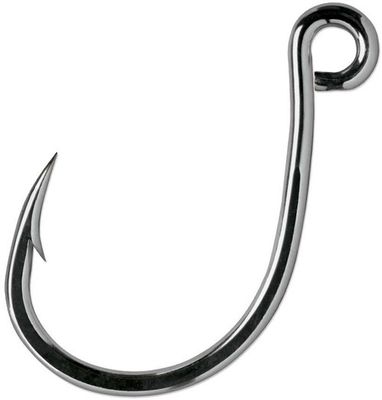 VMC  Inline Single Hook, Size 5/0, Needle Point, Wide Gap, 4X Strong, Coastal Black, 5 per Pack