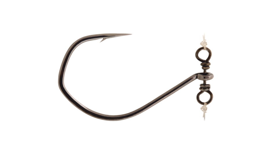 VMC Spinshot Drop Shot Hook, Size 1/0, Spark Point, Barbarian Bend, Light Wire, Up Eye, Black Nickel, 4 per Pack