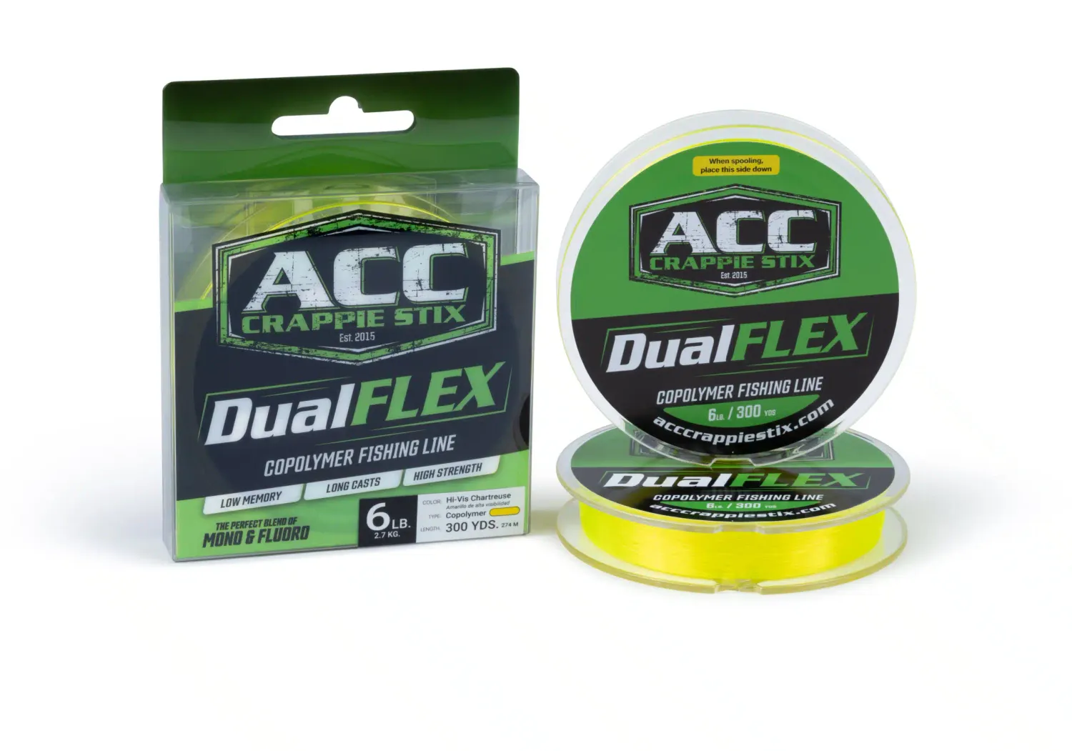 ACC Crappie DualFlex Co-Poly   300 yd Chartreuse 6 lb