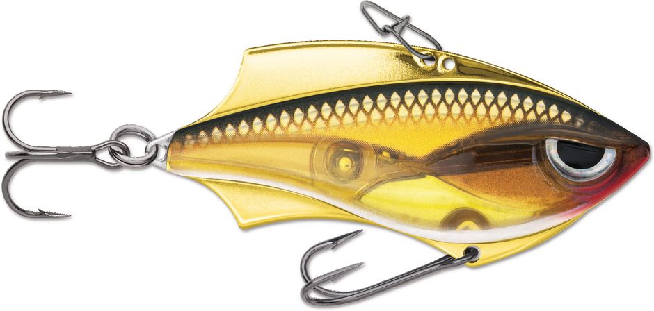 Rapala RVB06G Rap-V Blade 6, 2-1/2", 1/2 Oz, #4 and #6 Hooks, Gold