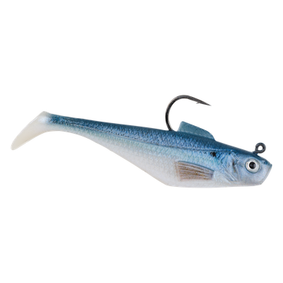 Berkley PBBSS4-HDBBH PowerBait Pre-Rigged Swim Shad, 4pk, 4" HD Blueback Herring
