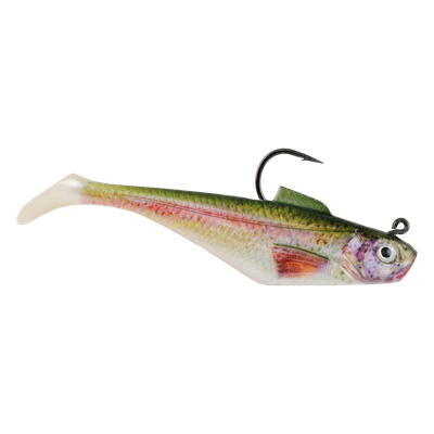 Berkley PBBSS4-HDRBT PowerBait Pre-Rigged Swim Shad, 4pk, 4" HD Rainbow Trout
