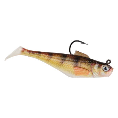 Berkley PBBSS4-HDYLP PowerBait Pre-Rigged Swim Shad, 4pk, 4" HD Yellow Perch