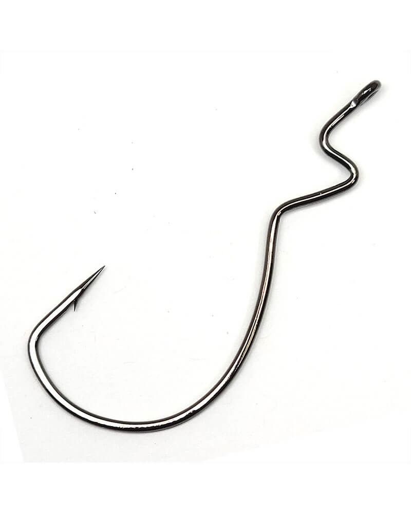 Gamakatsu 266414 Skip Gap Worm Hook, Size 4/0, Needle Point, Extra Wide Gap, Ringed Eye, NS Black, 5 per Pack