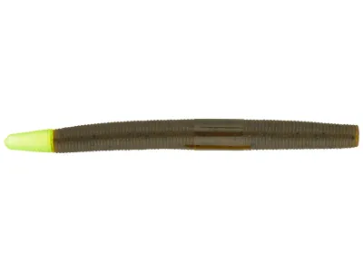Yum YDG559 Dinger Worm 5", Green Pumpkin/Chartreuse,8/Bag