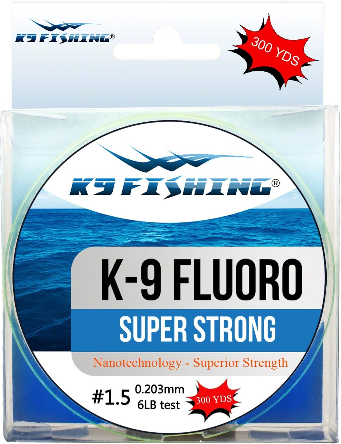 K9 300-12lb-CL Clear Fluoro Line 300 yard spool 12lb test