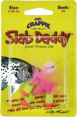 Mr. Crappie SD1D-753 Slab Daddy Jig 1/32 oz, Pink/Chartreuse Dizzy