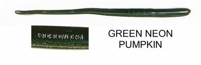 Roboworm 6" Straight Tail Green Neon Pumpkin
