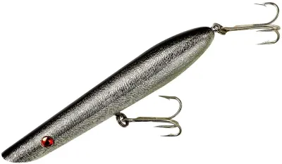 Cotton Cordell C6704 Pencil Popper Topwater Bait, 7", 2 oz, Chrome/Blackback, Floating