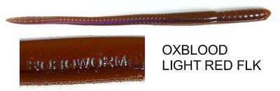 Roboworm Straight Tail Worm, 7", Oxblood Light Red Flake, 8/Pack