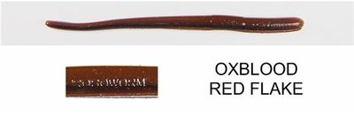Roboworm Straight Tail Worm, 4 .5", Oxblood Red Flake, 10/Pack