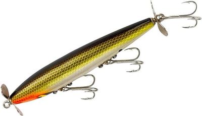Smithwick Devil's Horse Twin Prop Topwater Lure, 4 1/2", 3/8 oz, Chrome/Blackback/Orange Belly, Floating