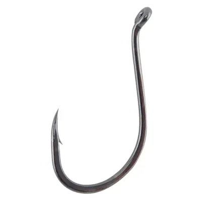 Gamakatsu 02418 Octopus Hook, Size 8/0, Barbed, Needle Point, Ringed Eye, NS Black, 6 per Pack