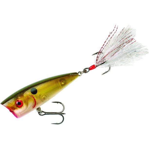 Booyah BYBP314 Boss Pop Topwater Popper, 3", 3/8 oz, Dressed Treble, Ghost Shiner