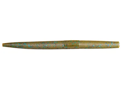 Yum YDG5176 Dinger Worm 5", Green Pumpkin/ Blue Flake, 8 bag
