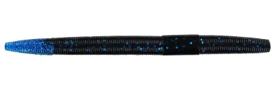 Big Bite Baits TS5-34 Trick Stick Finesse Worm, 5", Black Blue Tip