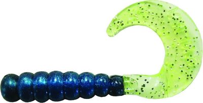 Kalin 2TG10-824 Triple Threat Grub 2", Black'n Blue Chartreuse, 10/Pack	