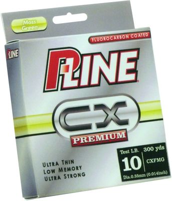 P-Line CXFMG-10 CX Premium Fluorocarbon-Coated Mono Filler Spool 10lb 300yd Moss Green