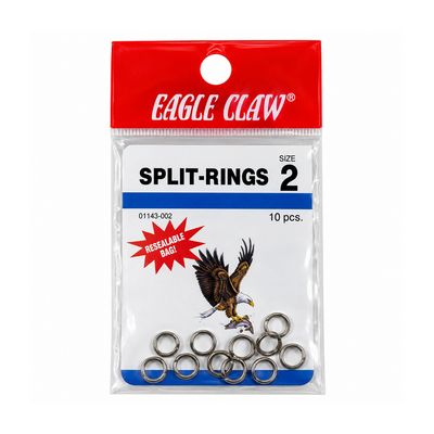 Eagle Claw Split-Ring #2 Nickel 10pk