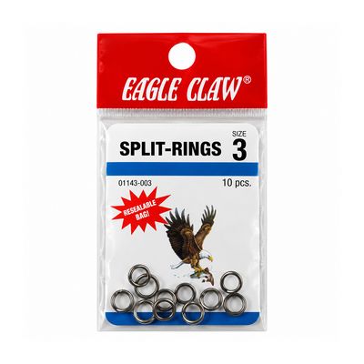 Eagle Claw Split-Ring #3 Nickel 10pk