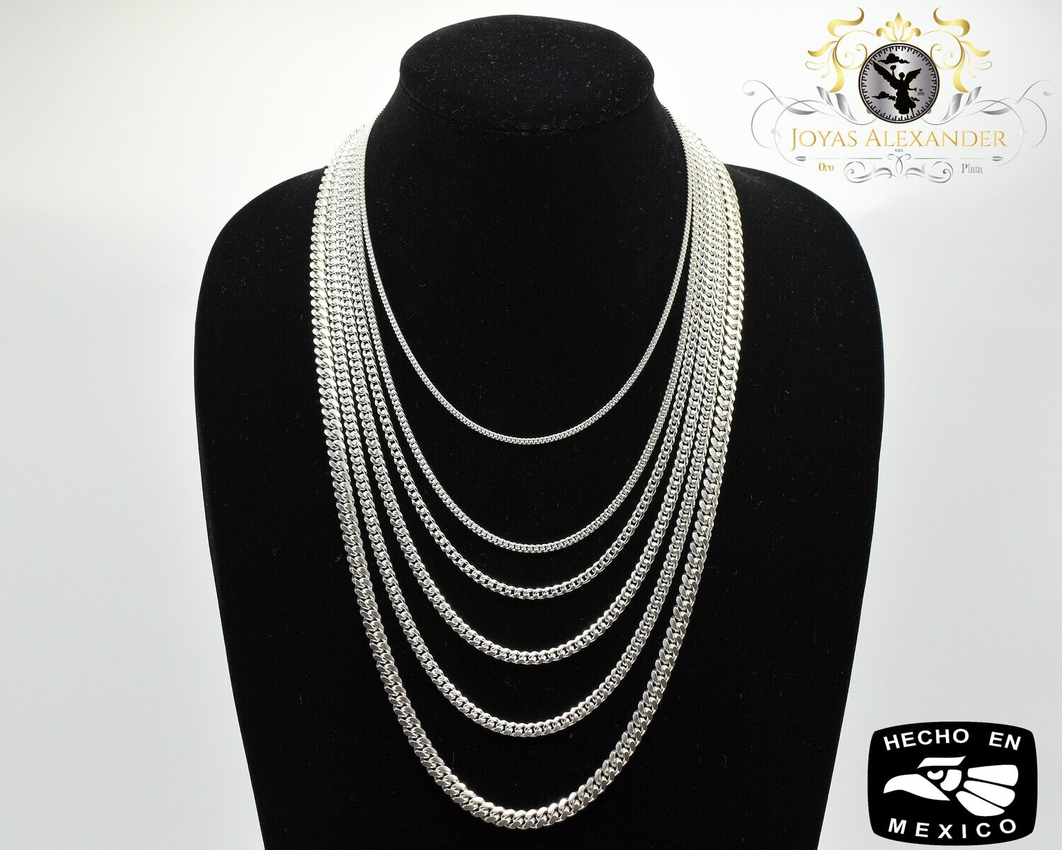 Men&#39;s Solid Sterling Silver Miami Cuban Chain Ladies Necklace Plata de Mexico Cadena 925
