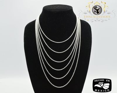 Men&#39;s Boy&#39;s Sterling Silver Diamond Cut Rope Chain Plata de Mexico Cadena 925 Women&#39;s Necklace