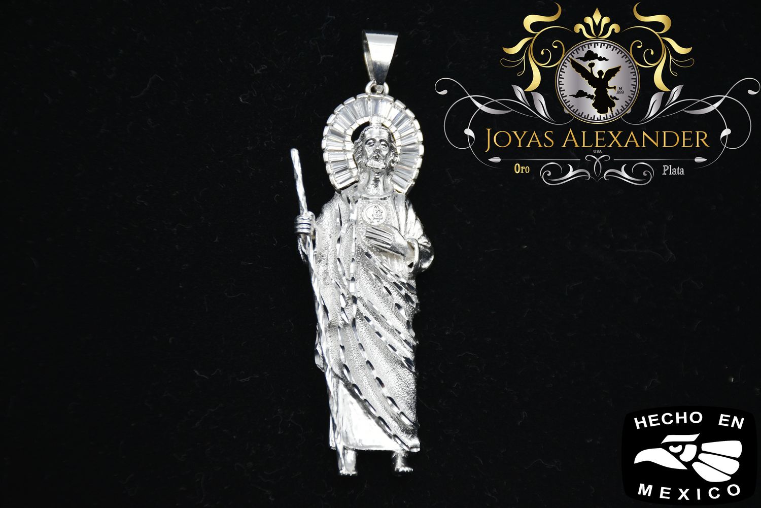 St. Jude Pendant Dije San Judas Large .925 Sterling Silver