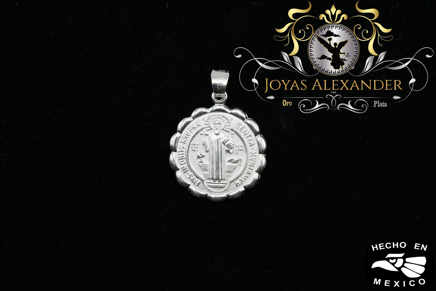 Sterling Silver St. Benedict San Benito Round Medallion Double Sided