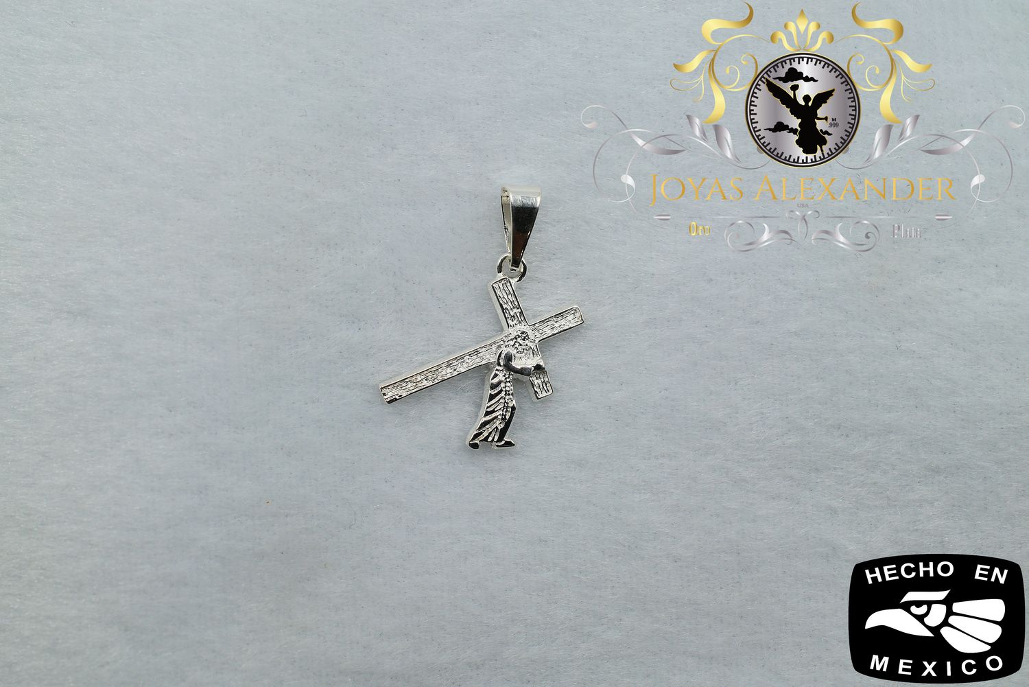 Sterling Silver Jesus Carrying Cross Crucifix Pendant
