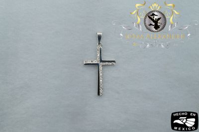 Sterling Silver Cross Pendant w/ CZ Stones