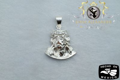 Sterling Silver Jesus Piece Diamond Cut w/ CZ Stones