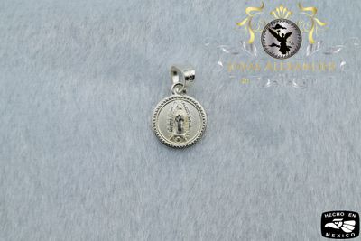 Sterling Silver Micro Mini Virgin Mary Medallion Sandblasted Matte Finish