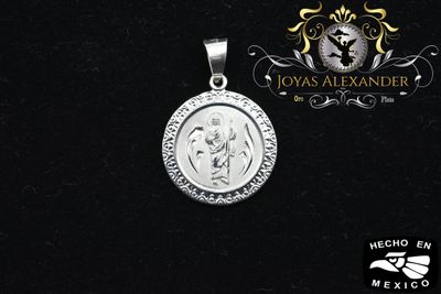 Sterling Silver St. Jude Diamond Cut Medallion 24mm