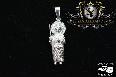 Sterling Silver St. Jude San Judas Pendant w/ CS Stones