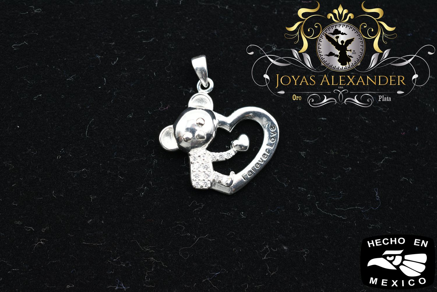 Sterling Silver Heart &quot;Forever Love&quot; Pendant w/ CZ Stones