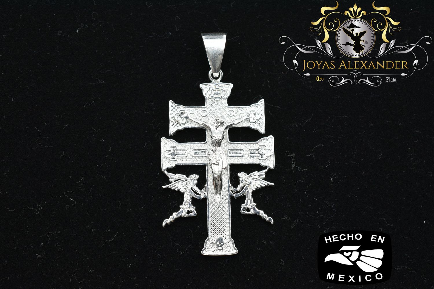 Sterling Silver Cruz de Caravaca Crucifix Pendant Double Sided Large