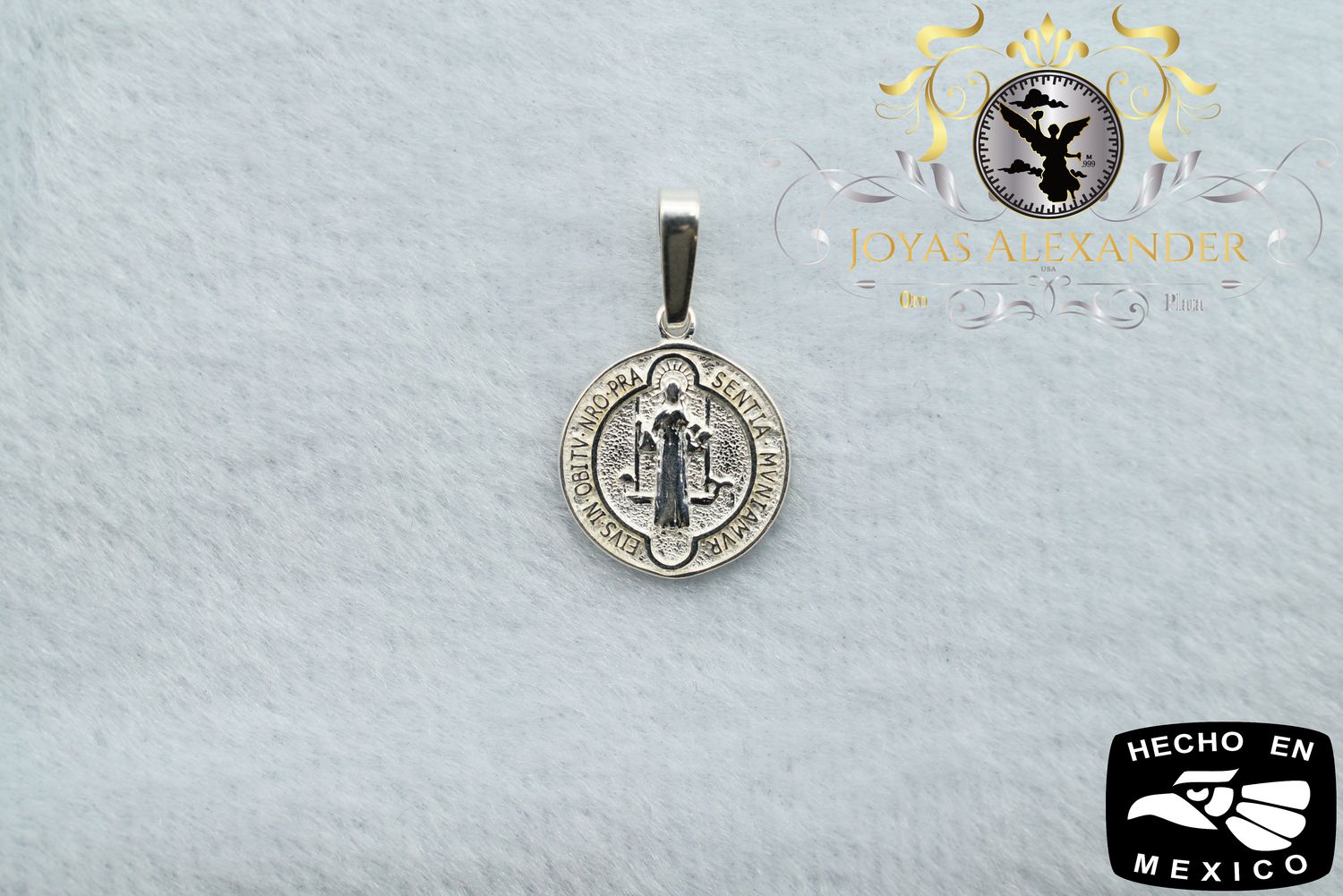 Sterling Silver St. Benedict/San Benito Medallion Double Sided Small 14mm