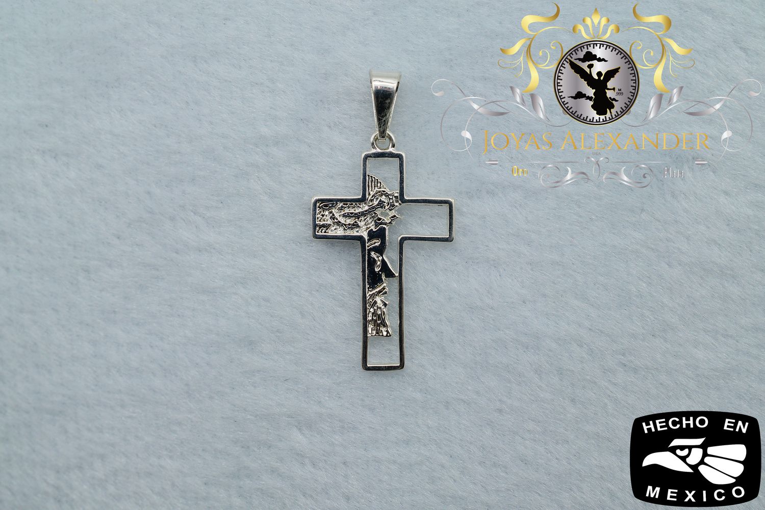 Sterling Silver Divine Face of Jesus Cross Pendant