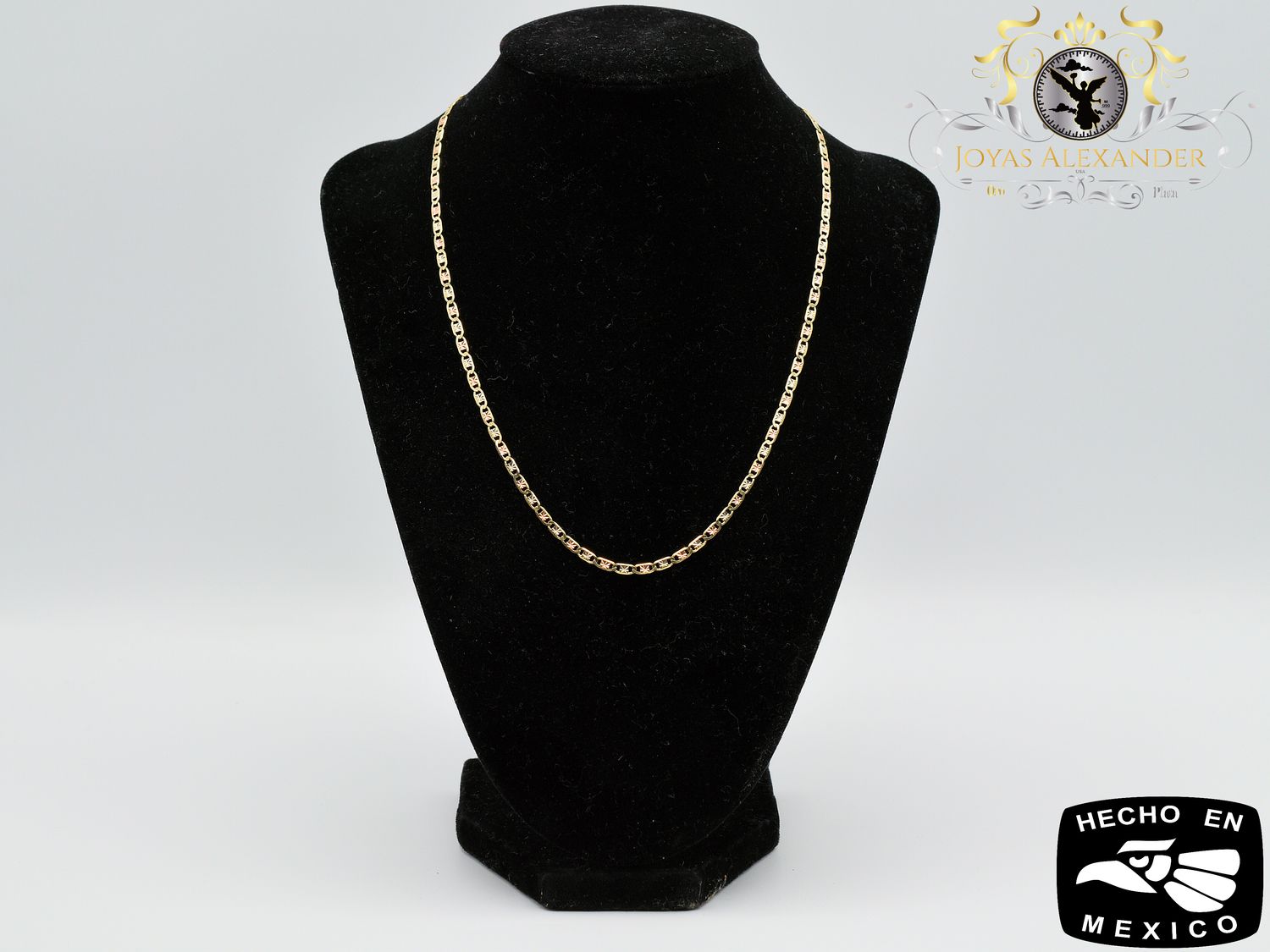 Valentino Link Diamond Cut Chain Necklace 14K Tri-Color Gold