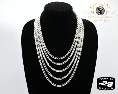 Sterling Silver Diamond Cut Pave Double Rombo Chain Double Link Plata de Mexico Cadena 925