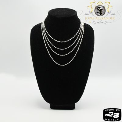 Sterling Silver Ladies Snake Ball Bead Braided Necklace Chain