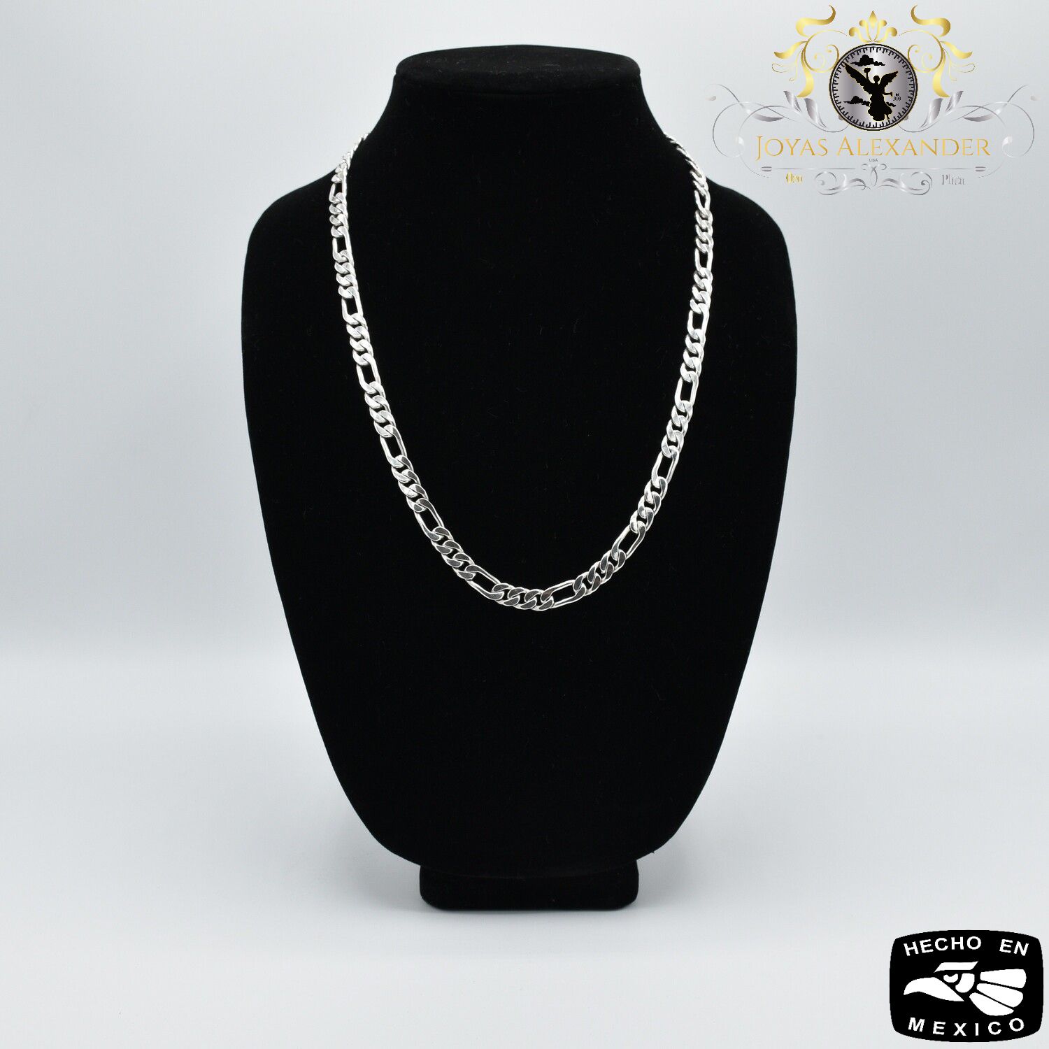 7.5mm 24&quot; Handmade Sterling Silver Figaro Chain