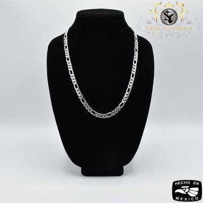7.5mm 24&quot; Handmade Sterling Silver Figaro Chain