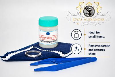 Small Jewelry Cleaning Kit Sterling Silver Gold Tarnish Remover Liquid Solution Polishing Cloth Limpiasteg 130