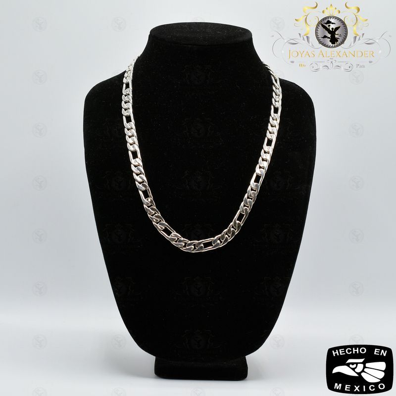 Handmade .925 Sterling Silver Figaro Chain Mexico