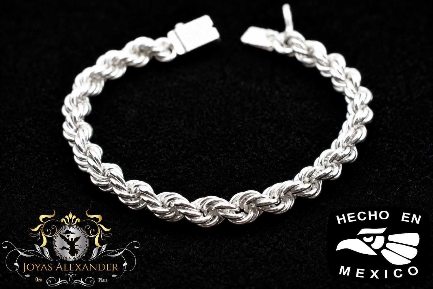 7.5mm Handmade Sterling Silver Rope Bracelet