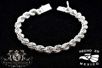 7.5mm Handmade Sterling Silver Rope Bracelet