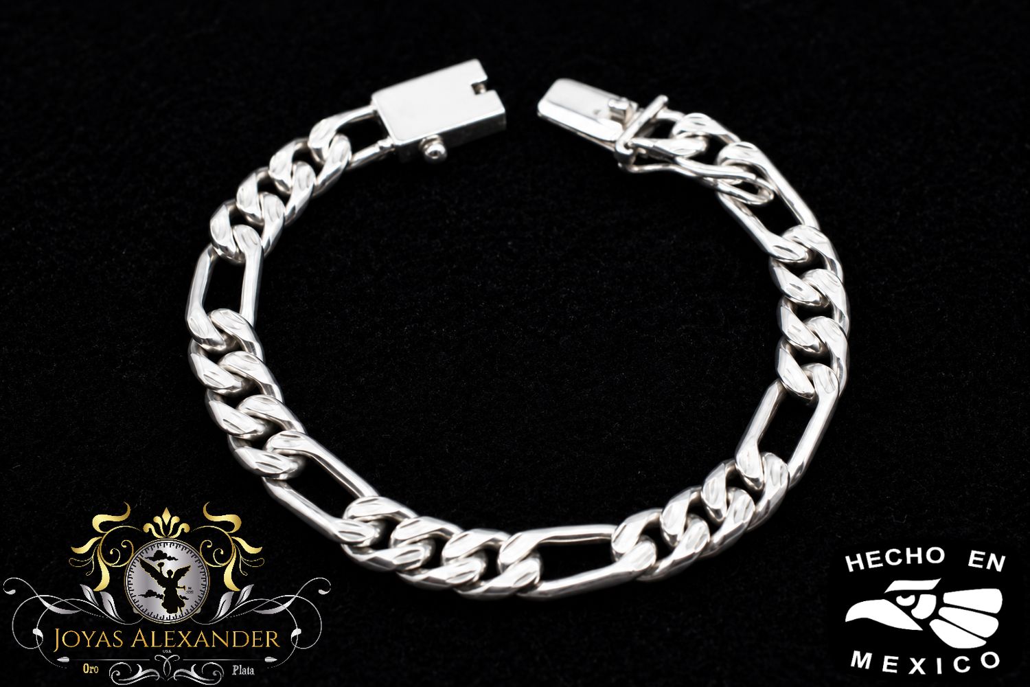 8mm Handmade .925 Sterling Silver Figaro Bracelet