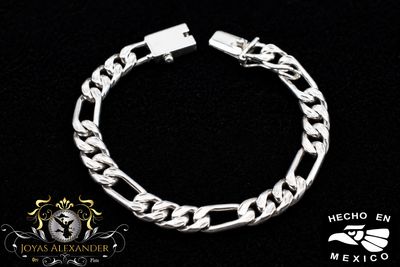 8mm Handmade .925 Sterling Silver Figaro Bracelet