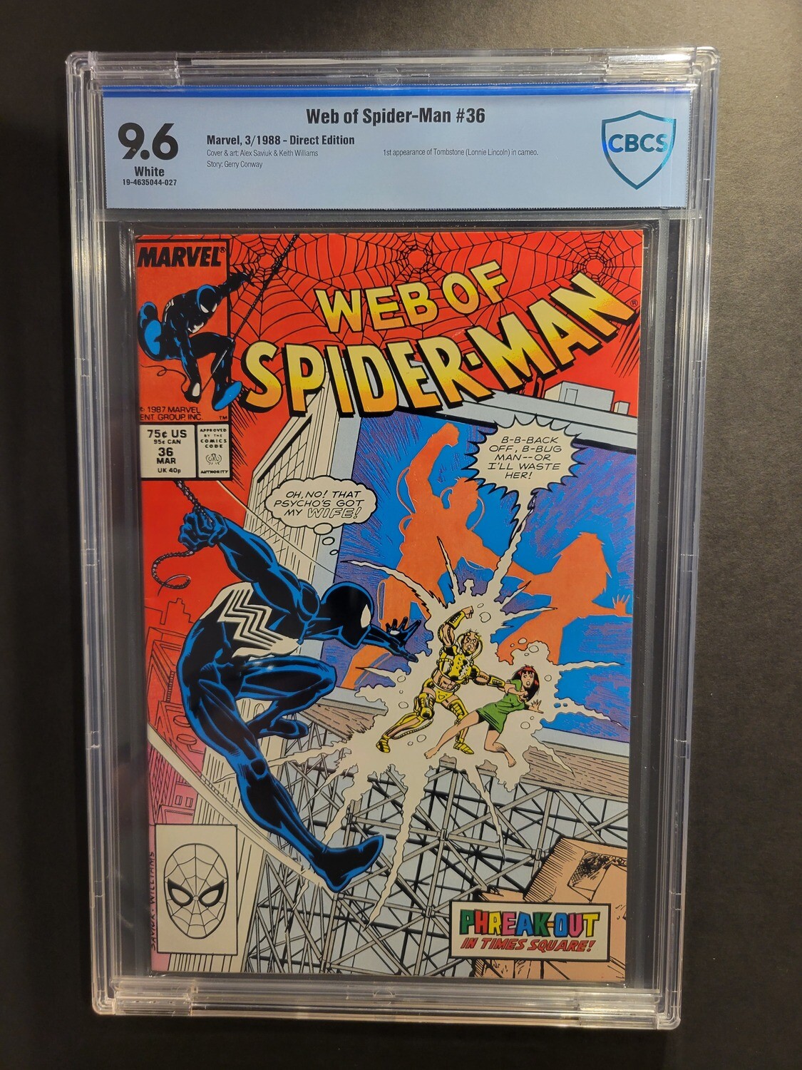 Web of Spider-Man #36 CBCS 9.6 1st appearance of Tombstone